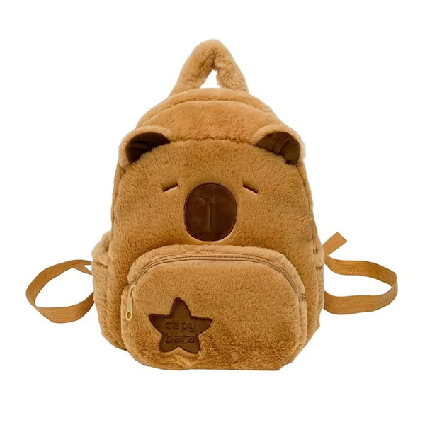 Mochila Costas Pelúcia Fofa Kawaii Capivara